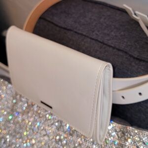 Cream color Calvin Klein large/XL cross body/waist vegan leather fanny bag.